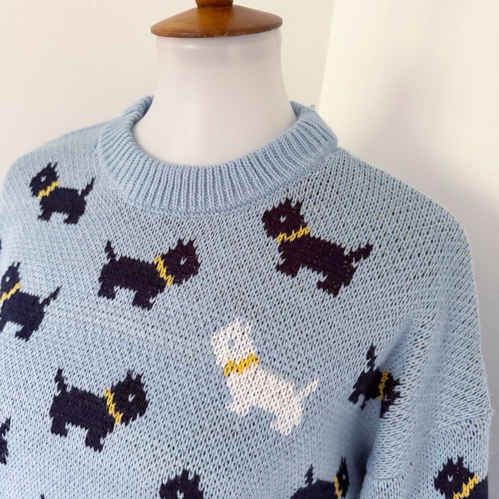NEW Womens Blue No Boundaries Scottie Dog Stranger Things Sweater Size M (8-10) - Picture 2 of 12